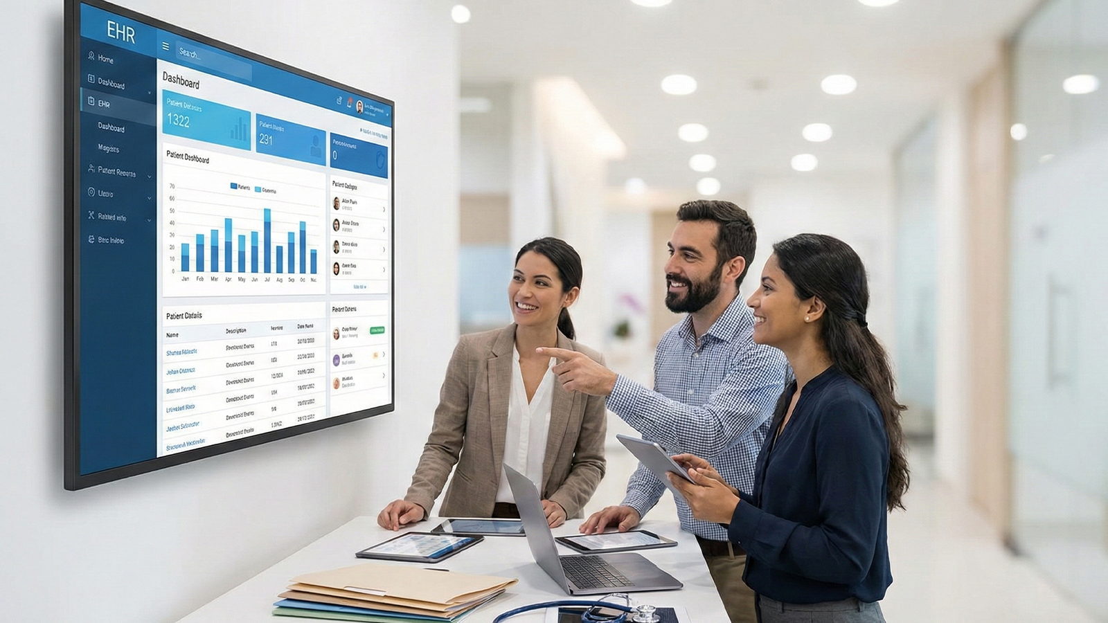 Medical Professionals Looking at EMR screen