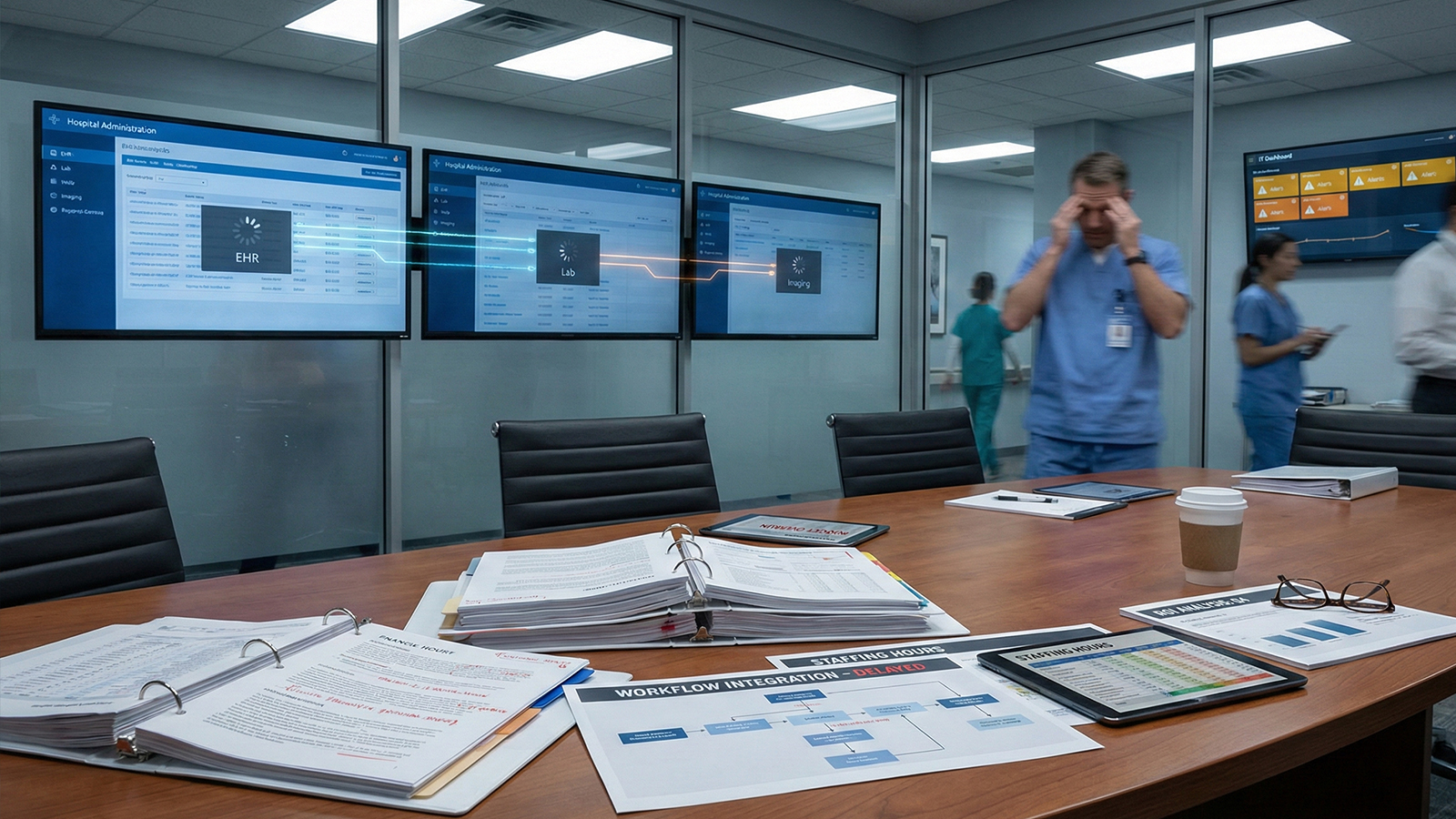 healthcare operations and IT visualization illustrating the non-technical challenges of achieving interoperability